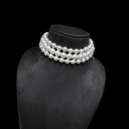 3 Line Spacer Pearl Choker