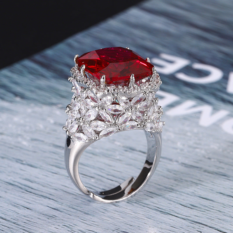 Luxury Red Gemstone Cocktail Ring for Women