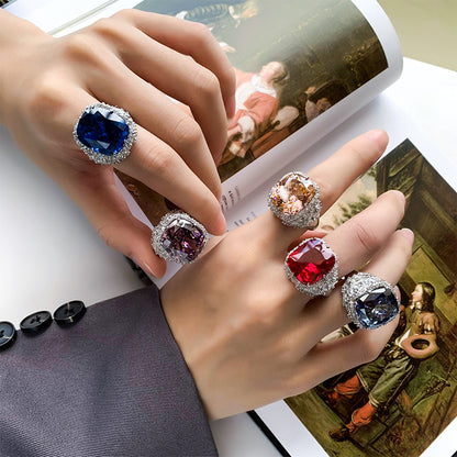 Luxury Red Gemstone Cocktail Ring for Women