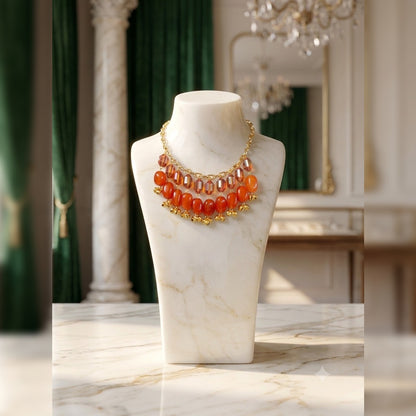Saffron Harmony Layered Crystal and Bead Necklace