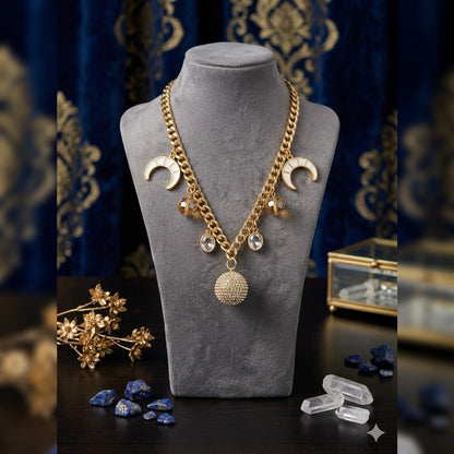 Solaris Midnight Crescent Link Necklace