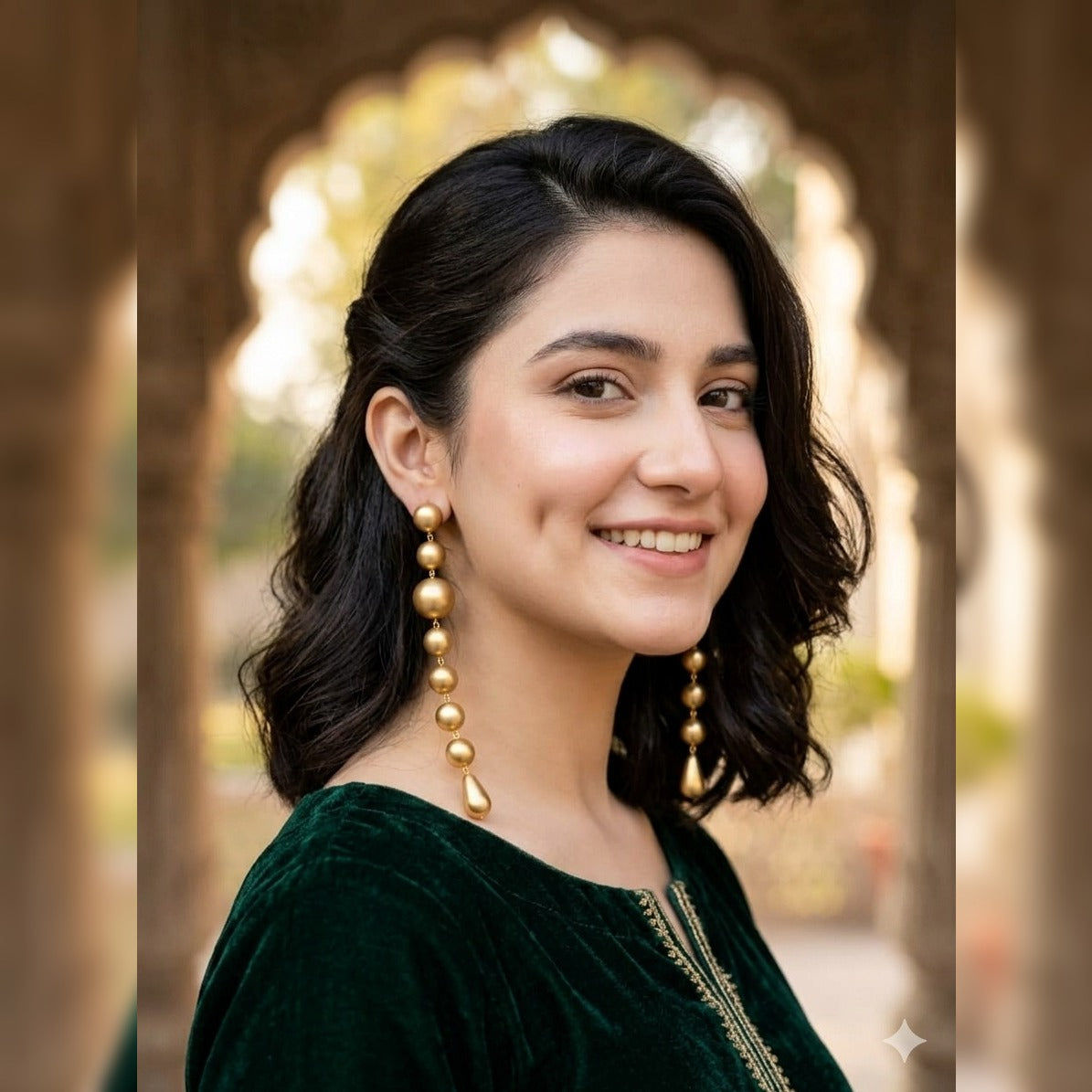 Solaria Matte Gold Linear Bead Earring