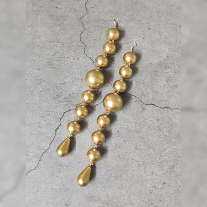 Solaria Matte Gold Linear Bead Earring