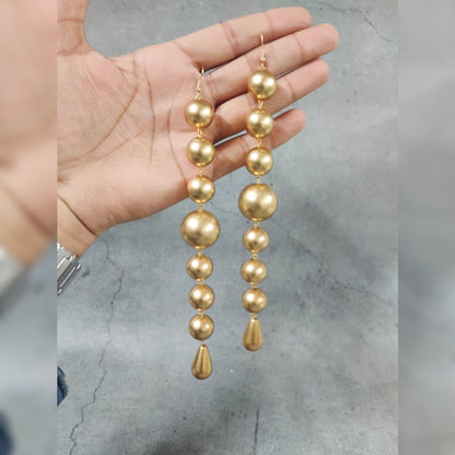 Solaria Matte Gold Linear Bead Earring