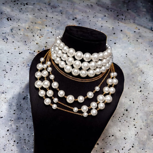 Sphere Bib Pearl Necklace