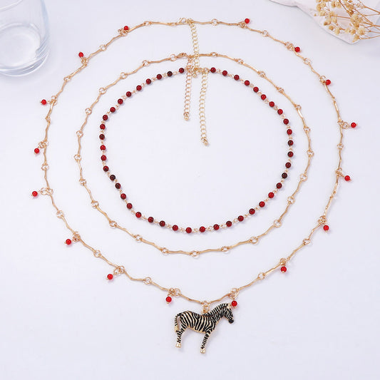 Stripe and Stone Necklace