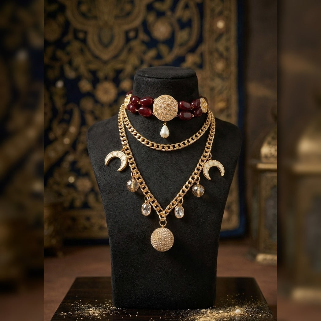 Urban Royalty Celestial Crescent Layered Necklace