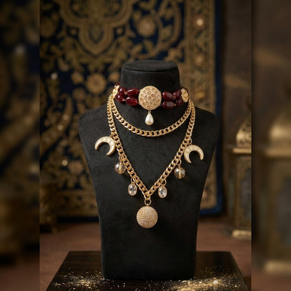 Urban Royalty Celestial Crescent Layered Necklace