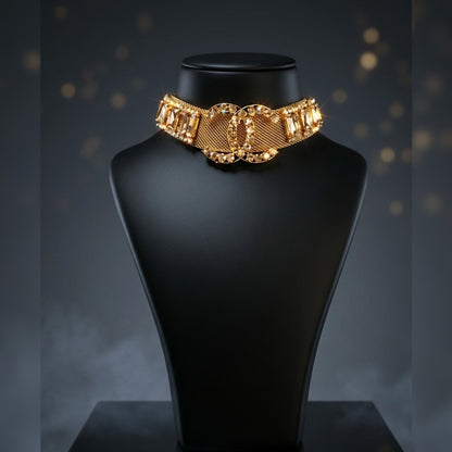 Western Style Interlocking Loop Crystal Statement Choker