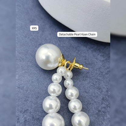Double Pearl Ear Chain Earring