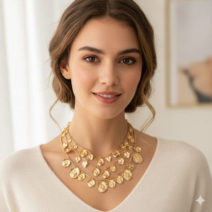 Golden Aurora Layered Coin Necklace