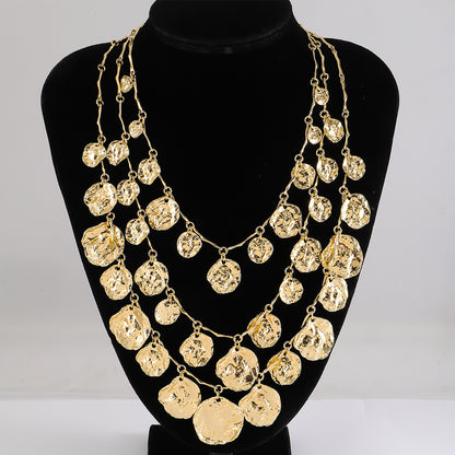 Golden Aurora Layered Coin Necklace