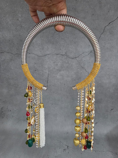 Gold Plated Beaded Statement Hasli Necklace
