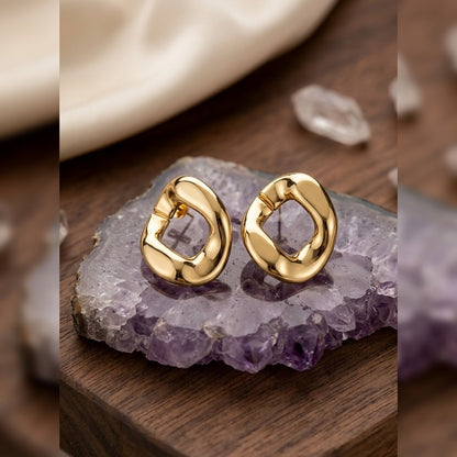 Liquid Gold Sculptural Link Necklace and Earring Set