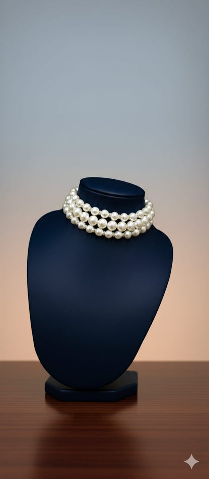 3 Line Spacer Pearl Choker