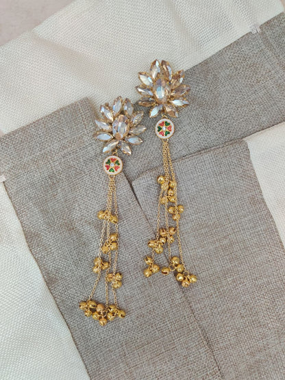 Royal Emerald Green Kundan Long Earrings for Women | Festive & Wedding Statement Jewelry