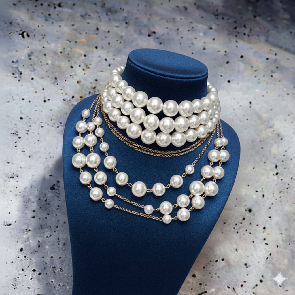 Sphere Bib Pearl Necklace