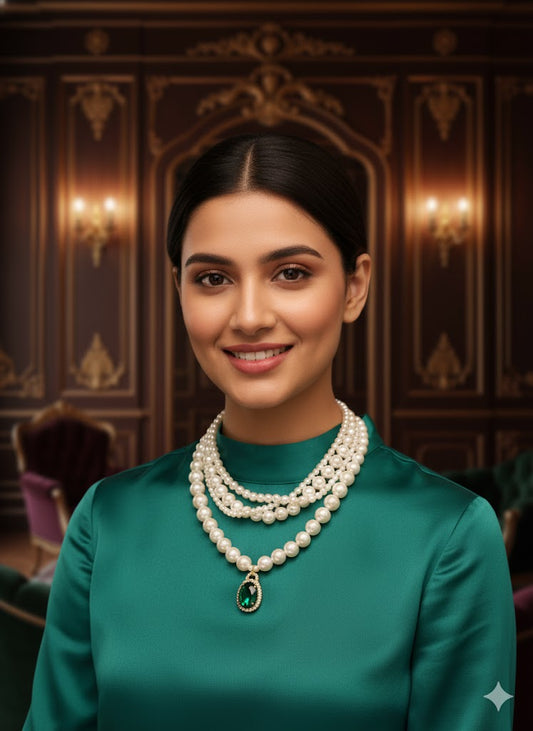 Emerald Majesty Pearl Necklace