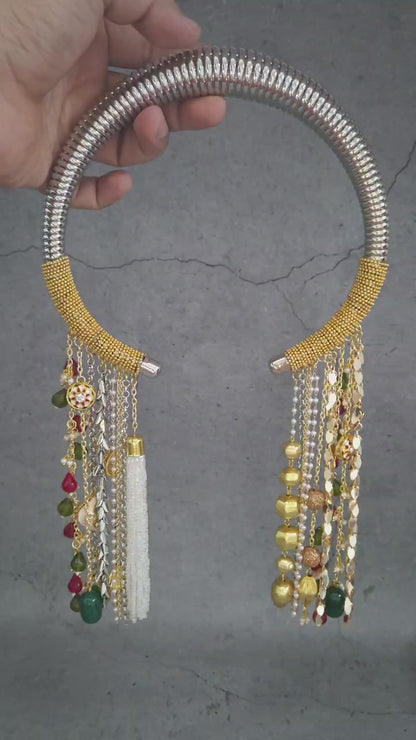 Gold Plated Beaded Statement Hasli Necklace