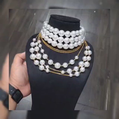 Sphere Bib Pearl Necklace