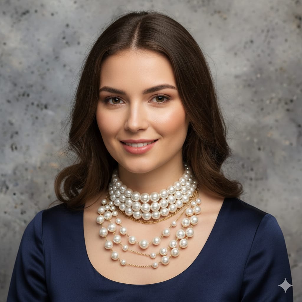 Sphere Bib Pearl Necklace