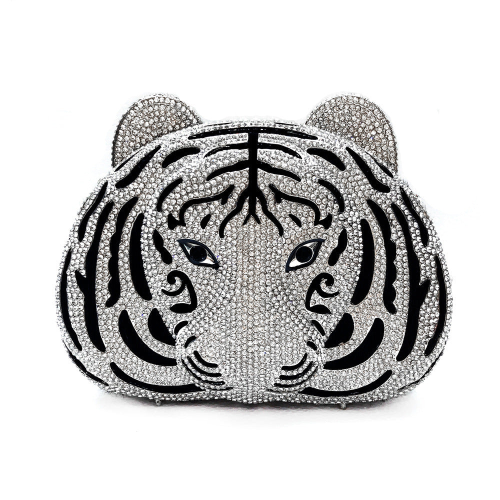 Luxury Tiger Crystal Clutch Bag for Women – Designer Hand-Embellished Rhinestone Evening Bag