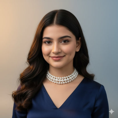 3 Line Regal Pearl Choker