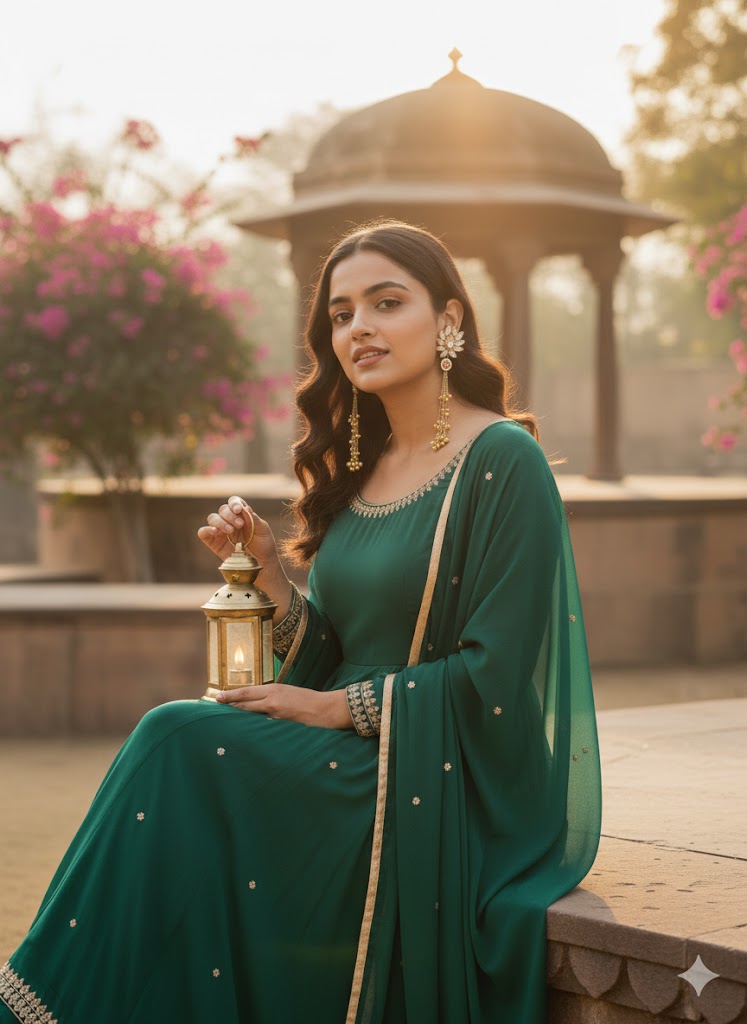 Royal Emerald Green Kundan Long Earrings for Women | Festive & Wedding Statement Jewelry