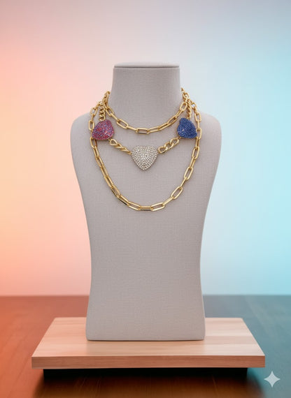 Chunky Zirconia Heart Necklace