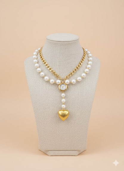 Timeless Pearl Heart Necklace