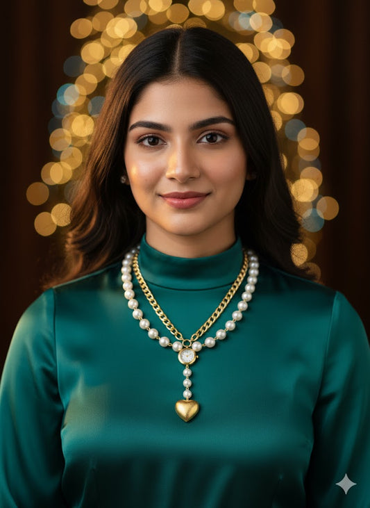 Timeless Pearl Heart Necklace